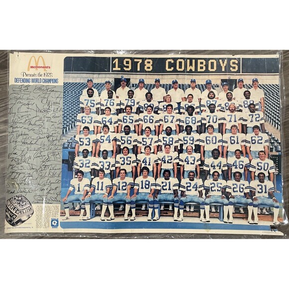 RARE VINTAGE 23x34 1978 Super Bowl VII Champions Dallas Cowboys Two-Sided Poster - Picture 1 of 16